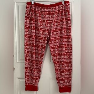 Cuddl Duds Cozy Red Snowflake Women’s Pajama Pants, Possibly XL